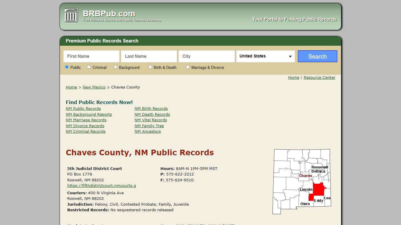 Chaves County Public Records | Search New Mexico Government Databases